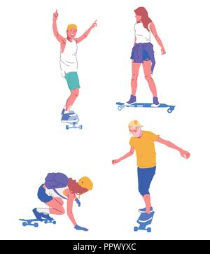 Leisure sports collection, enjoying healthy lifestyle concept flat vector illustration. on a white background. 005 Stock Vector