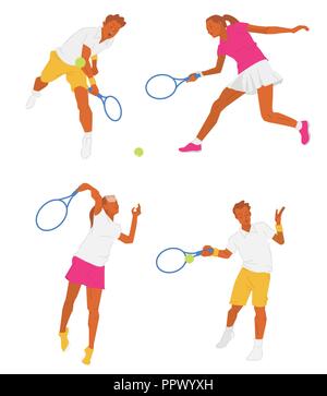 Leisure sports collection, enjoying healthy lifestyle concept flat vector illustration. on a white background. 001 Stock Vector