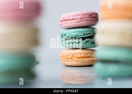 Sweet and colorful macaroon cookies tower Stock Photo