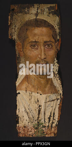 Mummy Portrait of a Bearded Man; Egypt; about 225 - 250; Encaustic on wood; 47.5 × 19 cm, 18 11,16 × 7 1,2 in Stock Photo