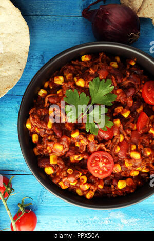 Hot chili con carne. mexican food tasty and spicy Stock Photo