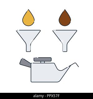 Car oil change. Set of icons. Vector illustration. Stock Vector