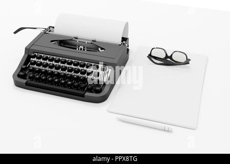 3d typerwriter and papers Stock Photo