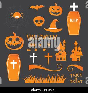 Halloween icon symbol object collection set. Stock Vector