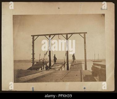 Bridges by means of which cars are loaded upon or unloaded from arks or barges Stock Photo