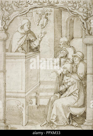 A Monk Preaching; Hans Baldung Grien, German, 1484,1485 - 1545, Germany; about 1505; Pen and brown ink and black chalk Stock Photo