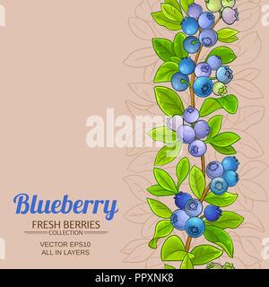blueberry vector pattern on color background Stock Vector