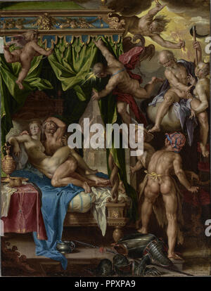 Mars and Venus Surprised by the Gods; Joachim Anthonisz. Wtewael, Dutch, 1566 - 1638, 1604 - 1608; Oil on copper Stock Photo