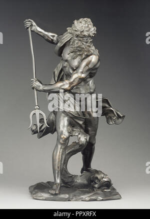 Neptune and Dolphin; After Gian Lorenzo Bernini, Italian, 1598 - 1680, probably 17th century, after 1623, Bronze; 55.9 cm Stock Photo