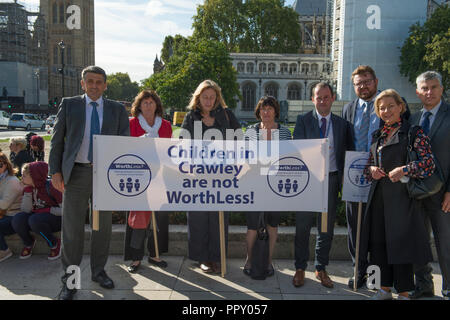 Parliament Square, London, UK. 28 September, 2018. Head teachers from England and Wales arrive in London to attend a rally demanding extra funding for schools. Credit: Malcolm Park/Alamy Live News. Stock Photo