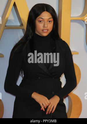 London, UK. 27th September 2018. Mahalia, A Star is Born European Premiere, Vue West End, London, 27th September 2018. Photo by Tejas Sandhu Credit: Rich Gold/Alamy Live News Stock Photo