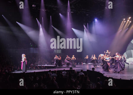 Wellington. 28th Sep, 2018. Photo taken on Sept. 28, 2018 shows the stage of the annual World of Wearable Art Awards Show in Wellington, New Zealand. Credit: Xinhua Photo/Guo Lei/Xinhua/Alamy Live News Stock Photo