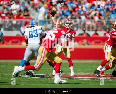 Setember 16, 2018: San Francisco 49ers defensive back Richard Sherman (25)  during the NFL football game between the Detroit Lions and the San  Francisco 49ers at Levi's Stadium in Santa Clara, CA.