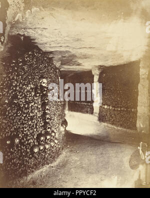 View in the Catacombs; Nadar, Gaspard Félix Tournachon, French, 1820 - 1910, Paris, France; 1861; Albumen silver print Stock Photo
