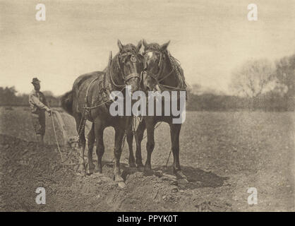 At Plough - The End of the Furrow; Peter Henry Emerson, British, born Cuba, 1856 - 1936, London, England; 1887; Photogravure Stock Photo