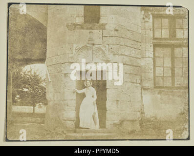 Woman in Entryway of Tower; Hippolyte Bayard, French, 1801 - 1887, about 1840–1849; Salted paper print; 12.2 × 16.3 cm Stock Photo