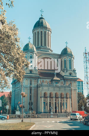 Biserica Adormirea Maicii Domnului in Satu Mare is architecture landmark in Romania. Stock Photo