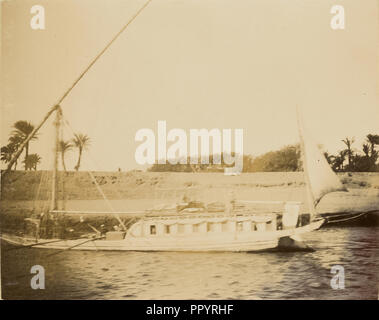 River barge; about 1860 - 1880; Tinted Albumen silver print Stock Photo