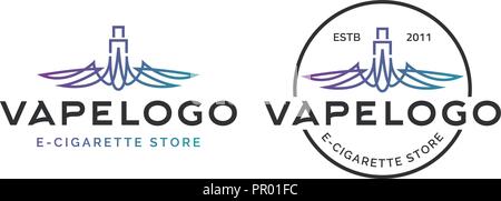 Set of modern vape, e-cigarette logo and emblem isolated on white background. Vector illustration. Stock Vector