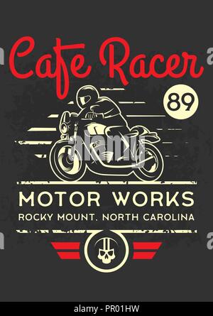 Classic cafe racer motorcycle for printing with grunge texture. T-shirt printing design. Retro motorcycle poster. Stock Vector
