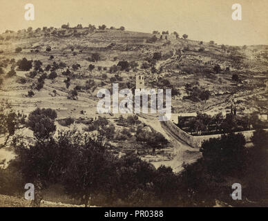 Jerusalem, View of the Mount of Olives, Showing the Garden of Gethsemane; Francis Bedford, English, 1815,1816 - 1894, London Stock Photo