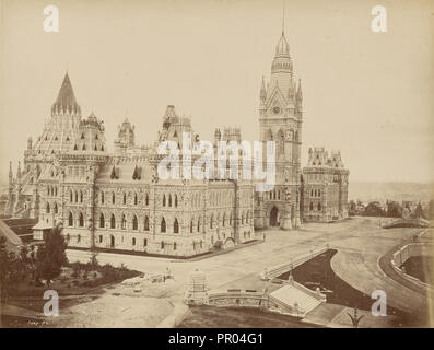 Ottawa, Palais du parlement, batiment principal; Ottawa, Canada; 1860s - 1880s; Albumen silver print Stock Photo