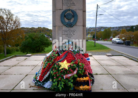 The Soviet War Memorial Erected in honour of the Red Army which liberated Kirkenes in 1944. Norway. Stock Photo