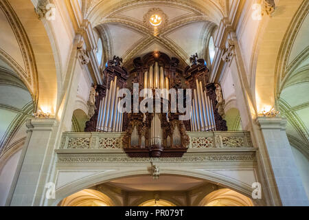 Lucerne, Switzerland - September 24, 2015: Looking towards the ceiling of the St. Leodegar Church. It was built in parts from 1633 to 1639. Stock Photo