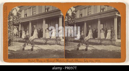 Bridal Party at General Butler's, Lowell, Mass., July 21st, 1870; Simon Towle, American, active Lowell, Massachusetts 1855 Stock Photo