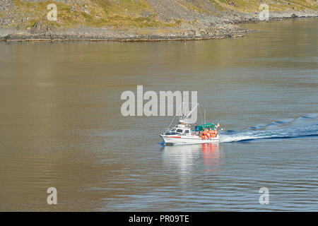 Download A Fishing Boat Loaded With Crab Pots Awaits The Beginning Of Crabbing Season In Oregon Stock Photo Alamy