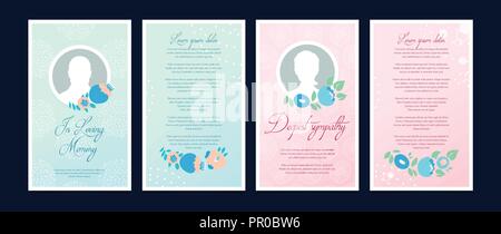 Funeral card with a place for a profile photo Stock Vector