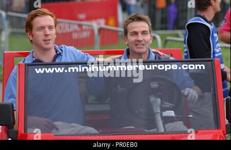 The All*Star Cup Celebrity Golf Tournament gets under way at the Celtic Manor Resort, Newport, South Wales today ( Saturday 26/8/06 ) with the American and European teams posing for team pictures before the start of the event. Actor Damian Lewis and entertainer Bradley Walsh. Stock Photo