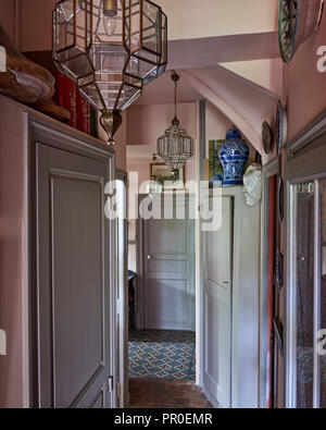 Old fashioned interior hallway with Moroccan lanterns Stock Photo