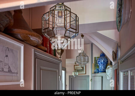 Old fashioned interior hallway with Moroccan lanterns Stock Photo