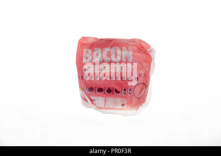 Burger King Bacon Cheeseburger in wrapper Stock Photo