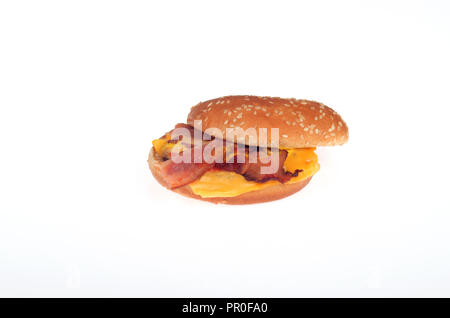 Burger King Bacon cheeseburger with sesame seed bun on white background Stock Photo