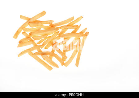 French fries or chips on white Stock Photo