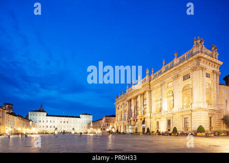 Palazzo Madama and Palazzo Reale, Turin, Piedmont, Italy, Europe Stock Photo