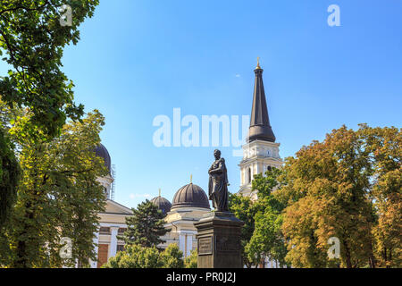 Spaso-preobrazhensky cathedral from cathedral square in Odessa, Ukraine Stock Photo