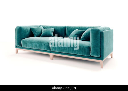 3d beautiful green sofa on white background Stock Photo
