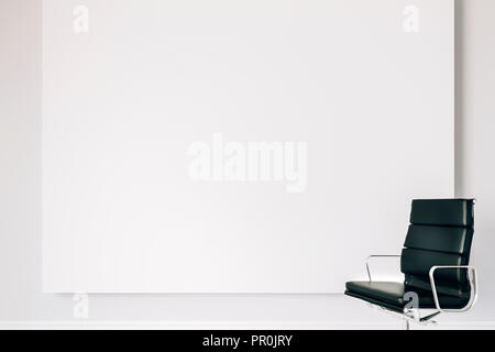 3d armchair and blank white frame canvas Stock Photo
