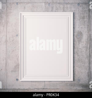 3d blank frame poster on concrete wall Stock Photo