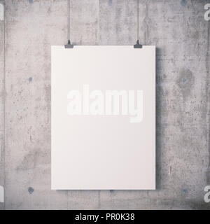 3d blank frame poster on concrete wall Stock Photo