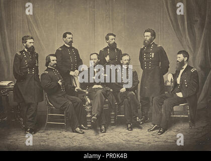 Sherman and His Generals; George N. Barnard, American, 1819 - 1902, New York, United States; negative about 1865; print 1866 Stock Photo
