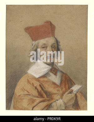 Portrait of Armand-Jean du Plessis, Cardinal de Richelieu; Simon Vouet, French, 1590 - 1649, France; about 1632 - 1634; Black Stock Photo