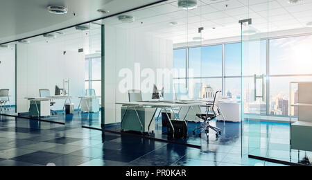 3d modern office interior render Stock Photo