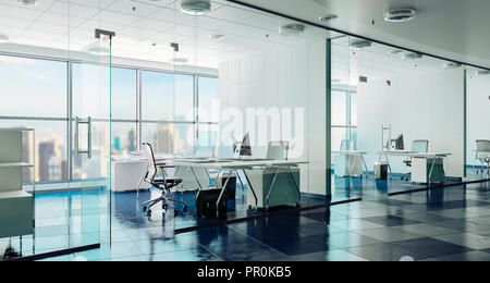 3d modern office interior render Stock Photo