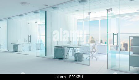 3d modern office interior render Stock Photo