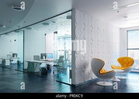 3d modern office interior render Stock Photo