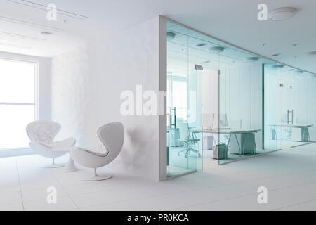 3d modern office interior render Stock Photo